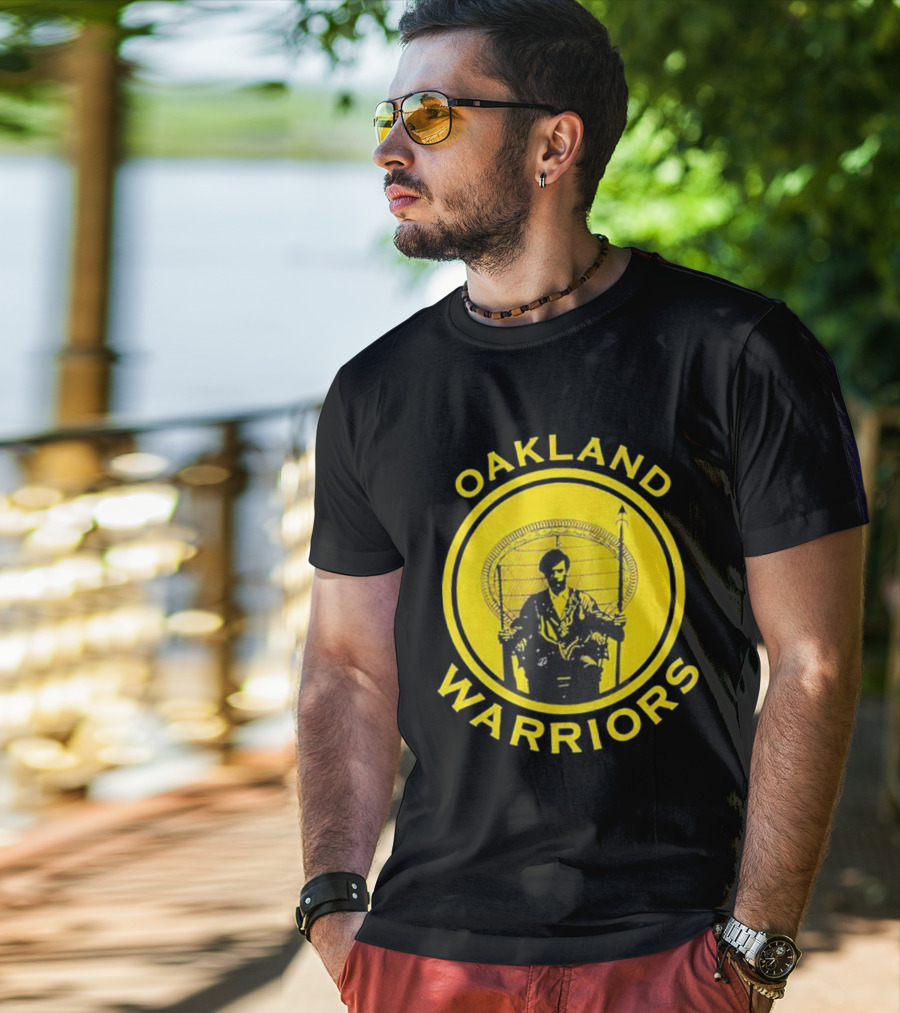 Oakland Warriors Huey Newton Chair Emblem T-Shirt