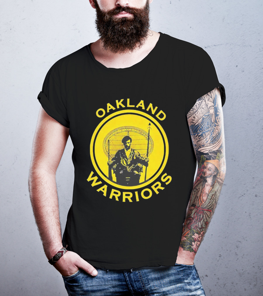 Oakland Warriors Huey Newton Chair Emblem T-Shirt