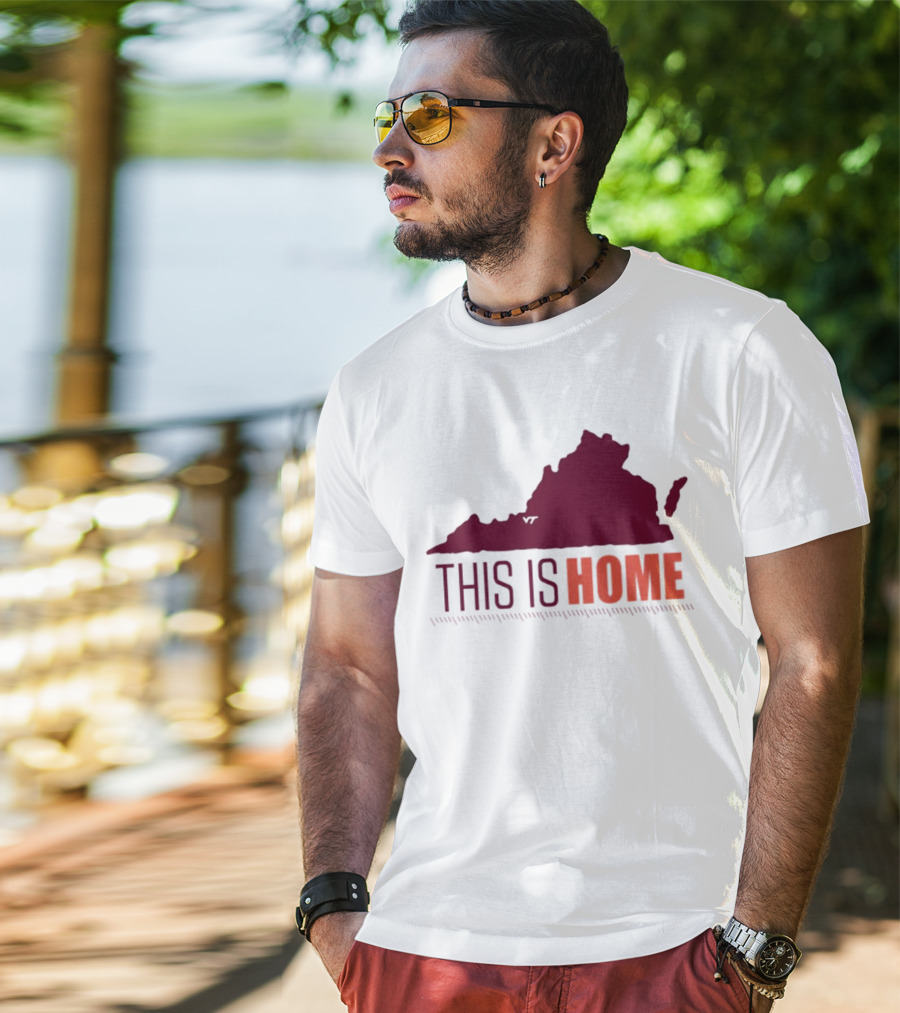 Virginia Tech Football This Is Home Virginia Map T-Shirt