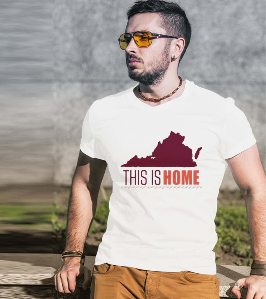 Virginia Tech Football This Is Home Virginia Map T-Shirt
