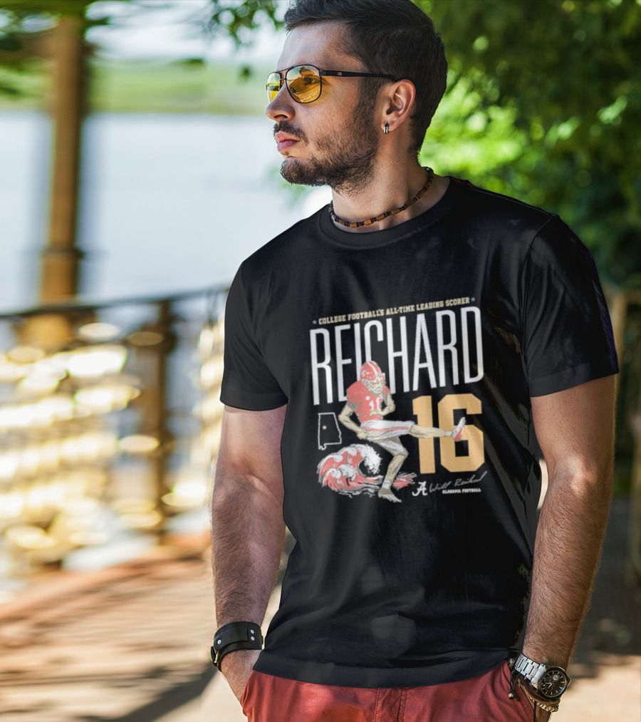 College Football's All-Time Leading Scorer Reichard 16 Alabama Football T-Shirt