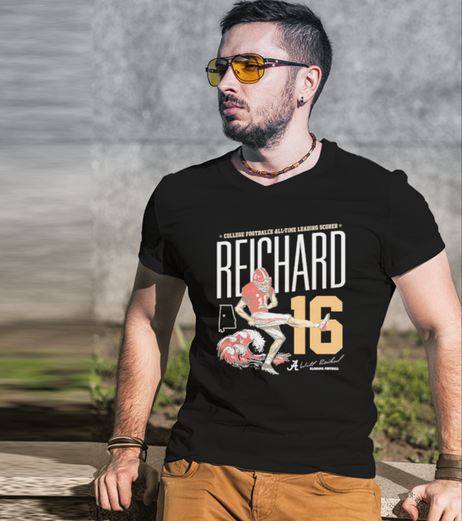 College Football's All-Time Leading Scorer Reichard 16 Alabama Football T-Shirt