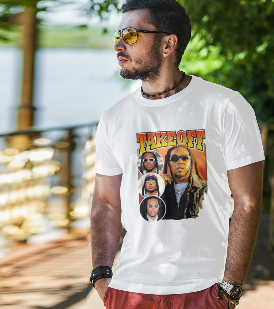 Quavo Migos Takeoff Rapper Tribute Circular Portraits T-Shirt