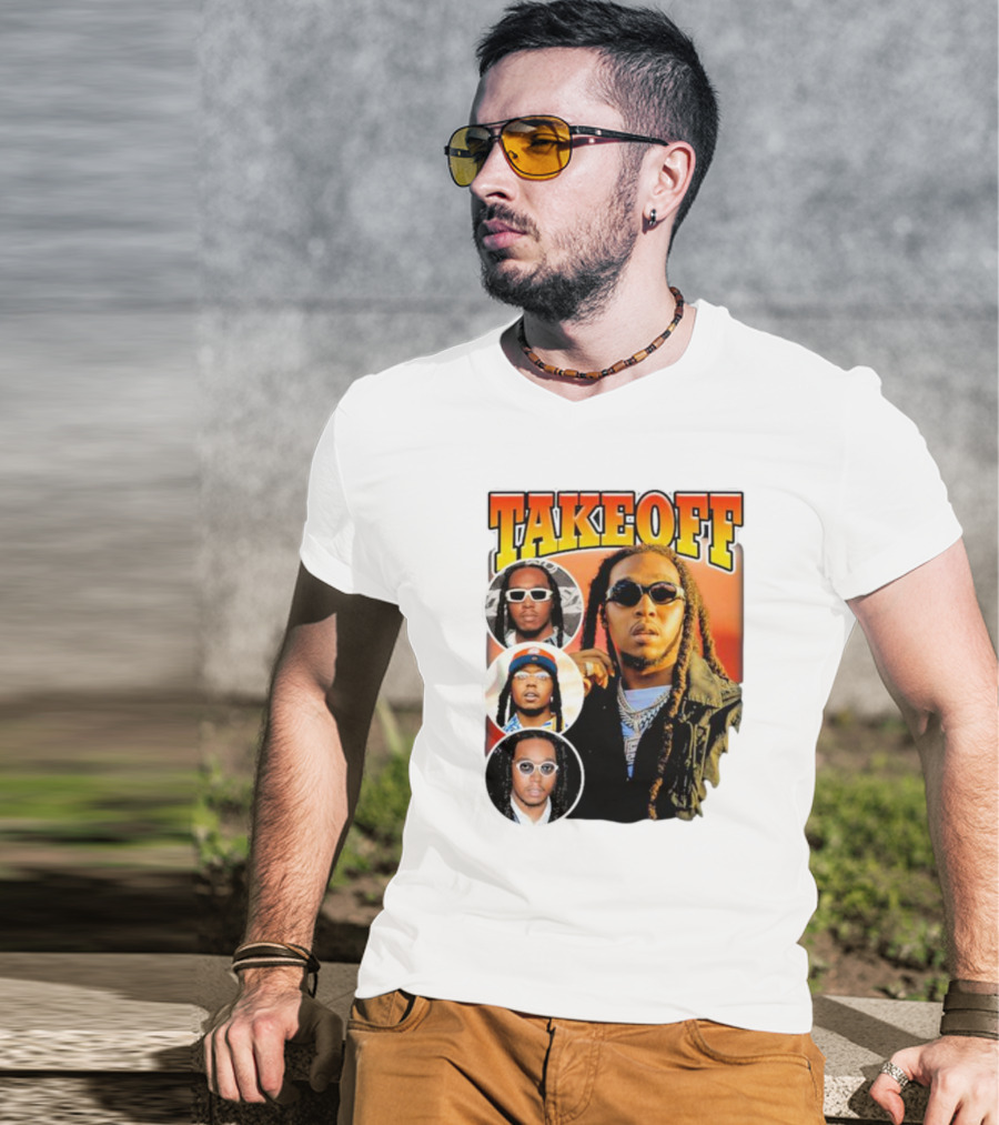Quavo Migos Takeoff Rapper Tribute Circular Portraits T-Shirt