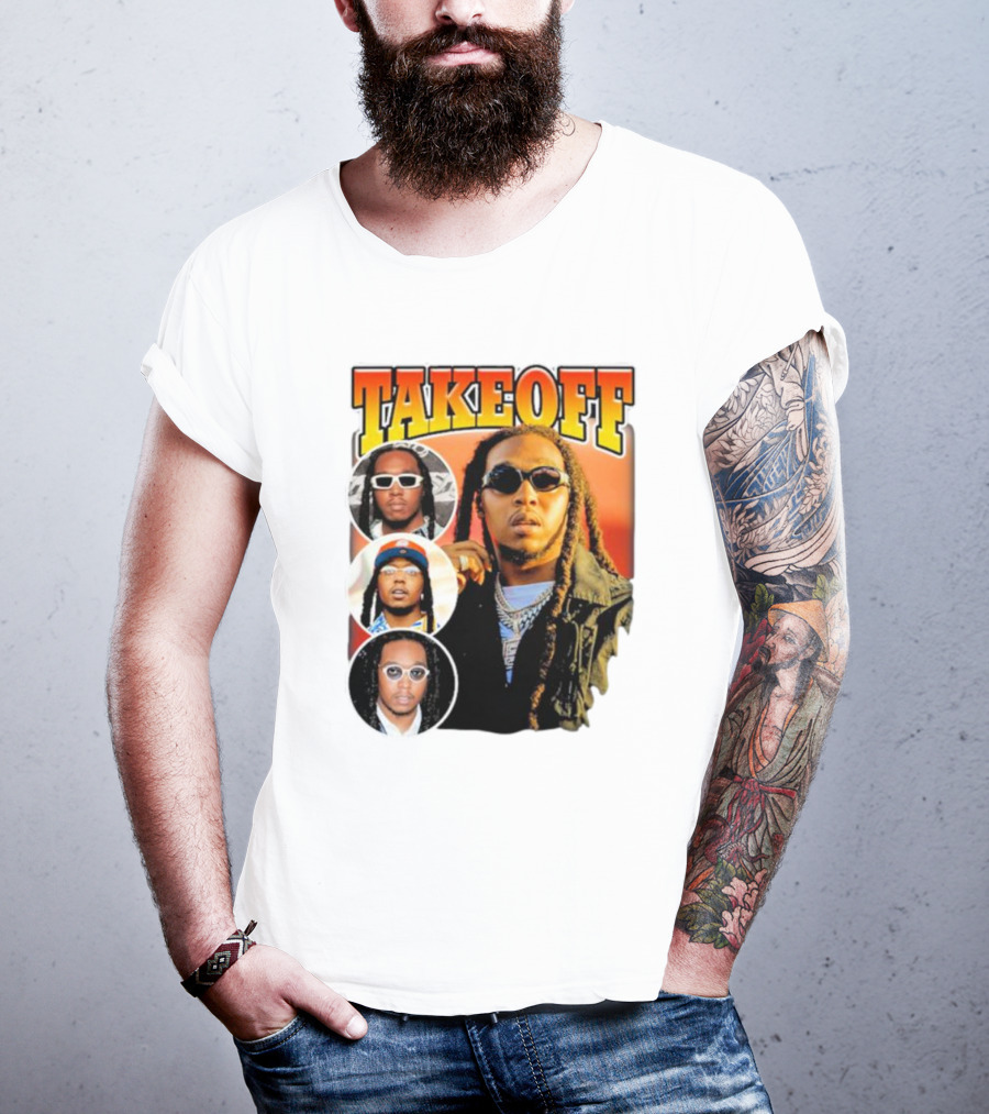 Quavo Migos Takeoff Rapper Tribute Circular Portraits T-Shirt