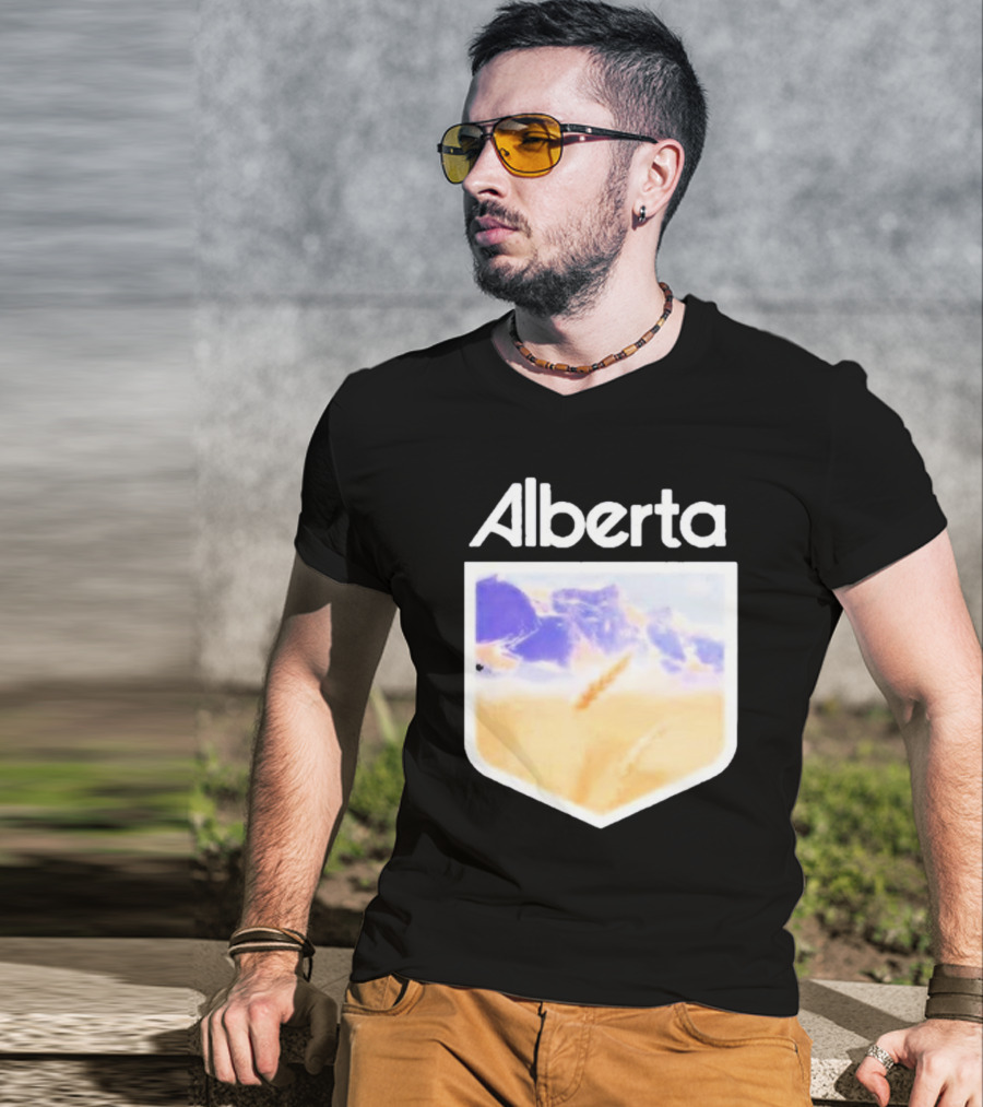 Alberta Mountain Scenic Shield Vitamin Deer Alberta Life T-Shirt