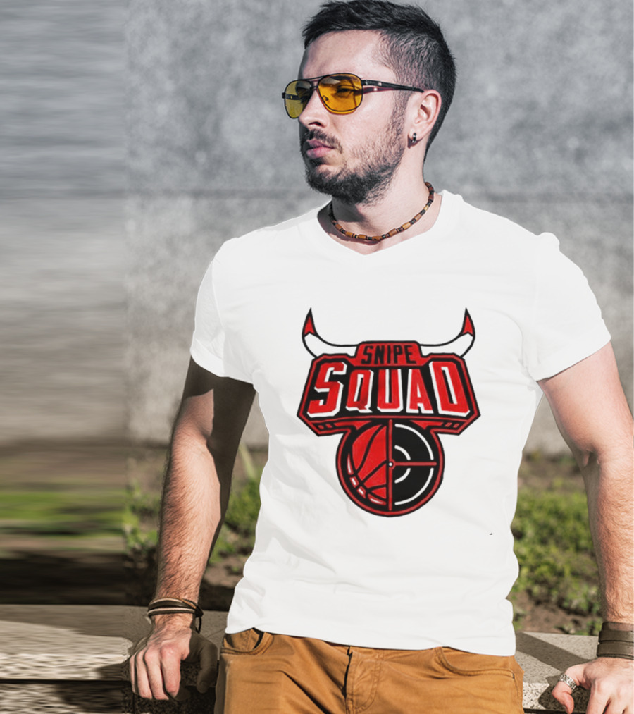 Chicago Bulls Snipe Squad Basketball Target Bull Horns T-Shirt