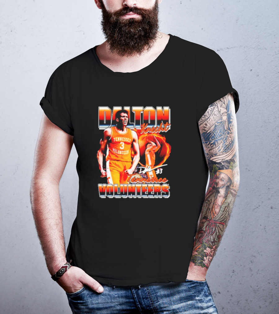 Dalton Knecht Tennessee Volunteers #3 Signature T-Shirt
