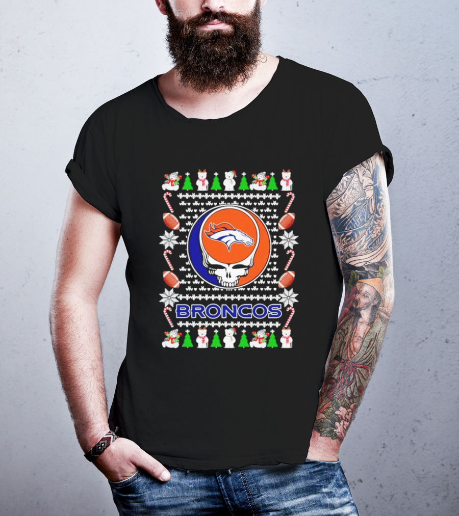 Broncos Festive Skull Holiday T-Shirt