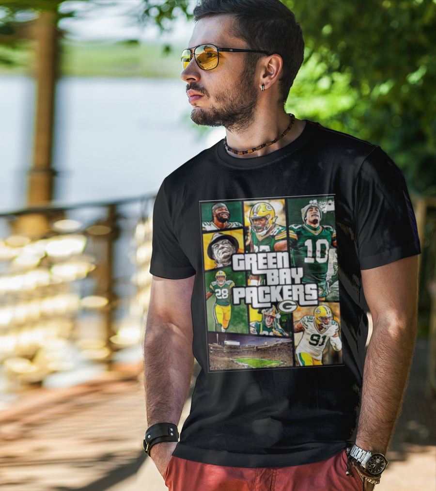 Green Bay Packers Players Collage Grand Theft Auto T-Shirt