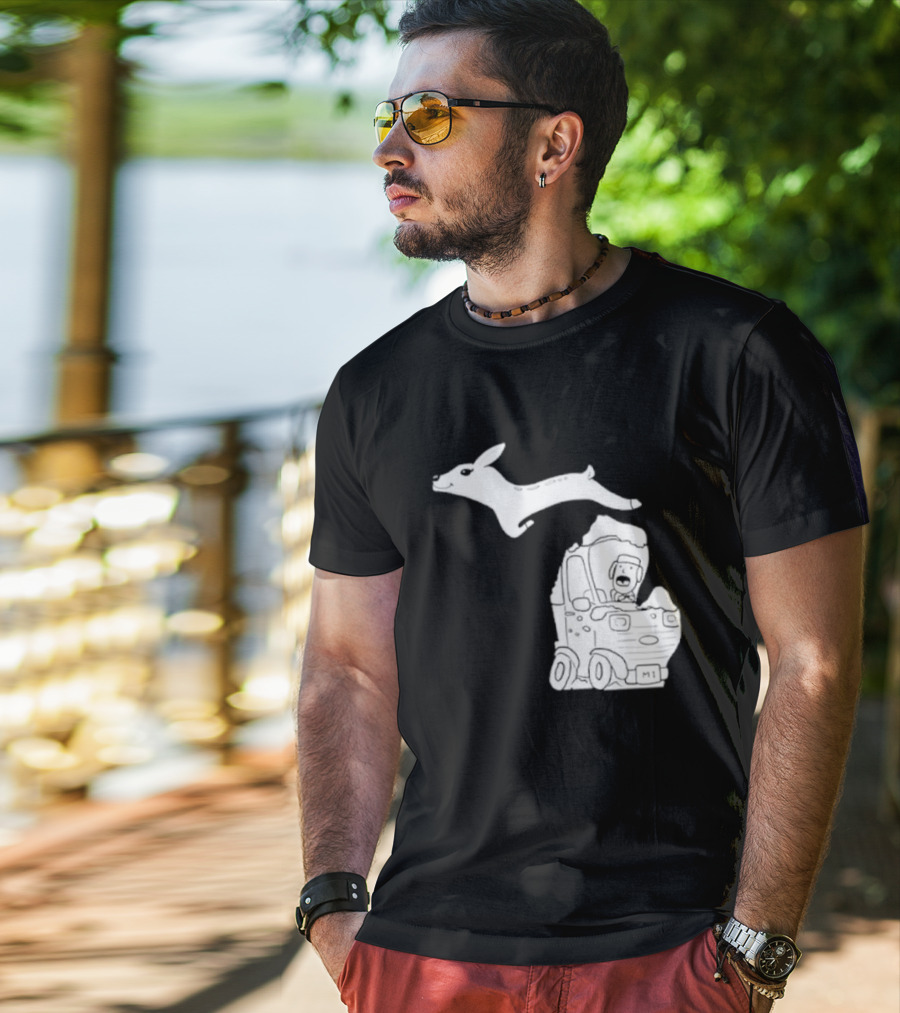 Michigan M1 Deer Leap Over Car T-Shirt