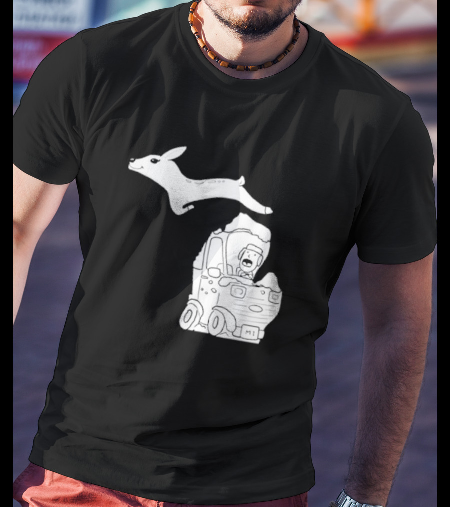 Michigan M1 Deer Leap Over Car T-Shirt