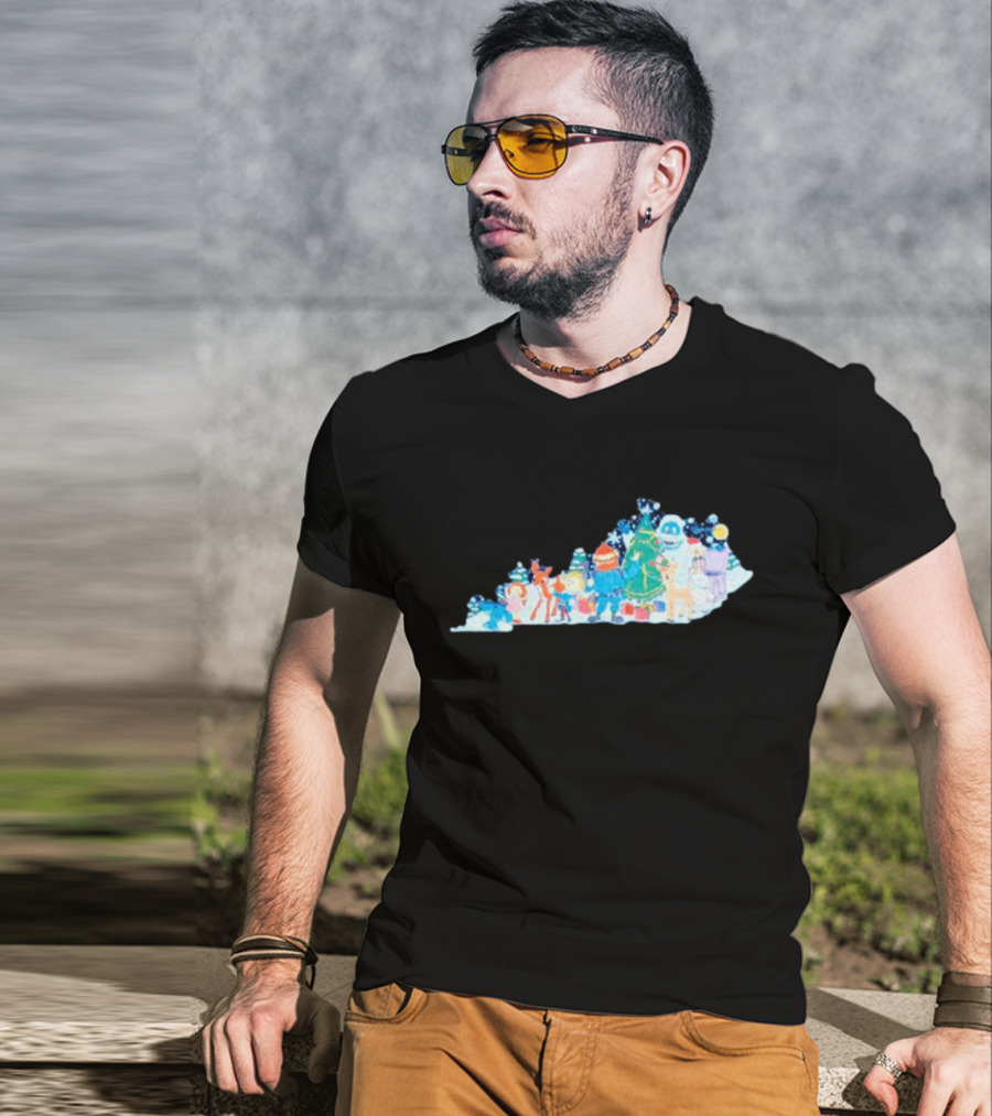 Misfit Kentuckians Christmas Characters Kentucky Map T-Shirt
