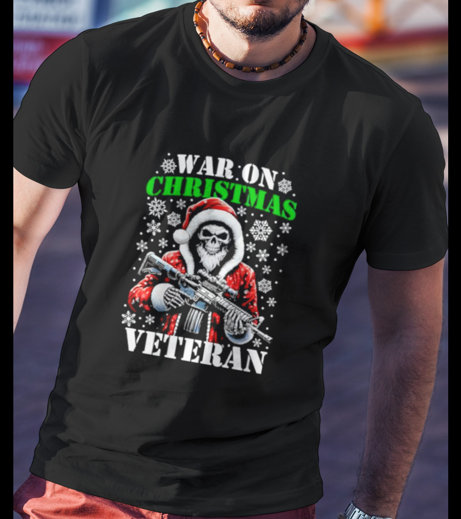 War On Christmas Skeleton Santa Veteran T-Shirt
