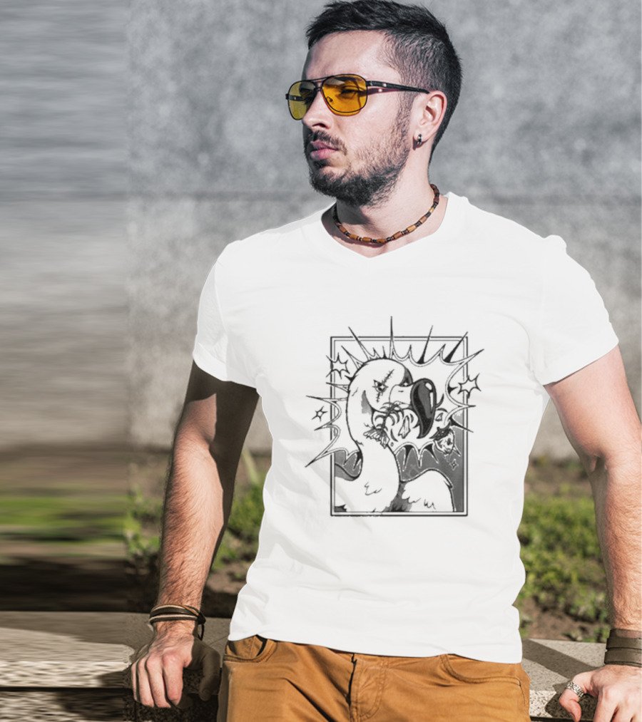 Ff Fishbone Flamingo Duck Battle Comic Sketch Explosion T-Shirt