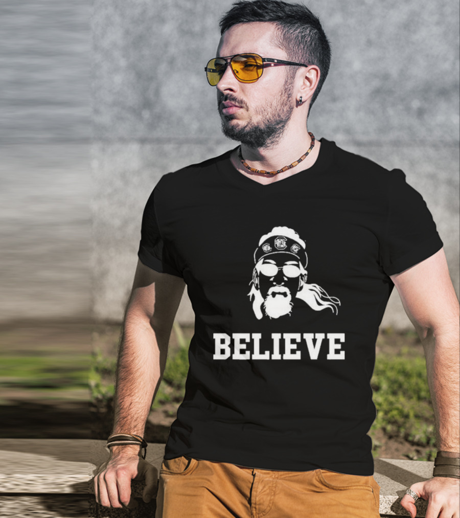 Gamecock Jesus Believe Sunglasses Headband T-Shirt