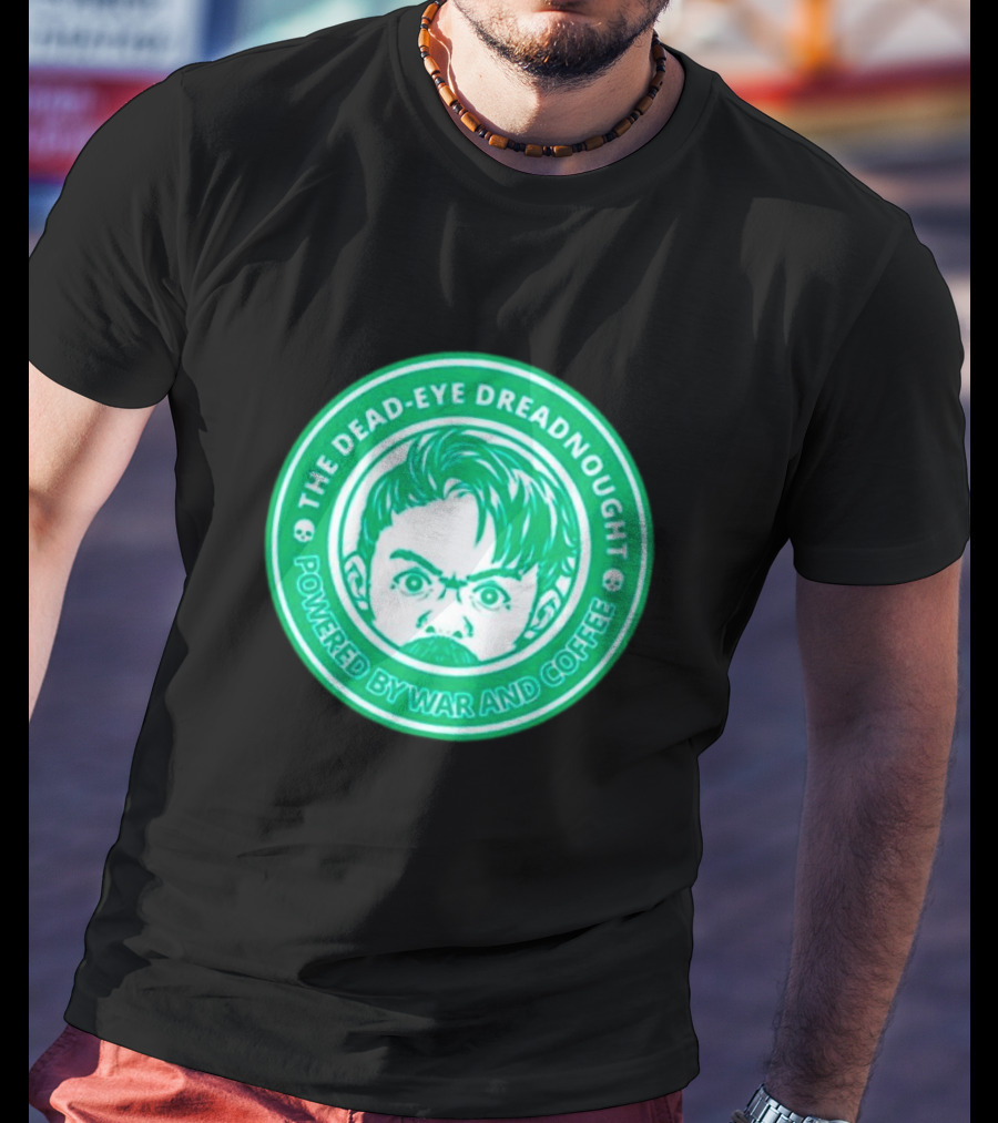 The Dead-Eye Dreadnought Powered By War And Coffee Iconic Emblem T-Shirt