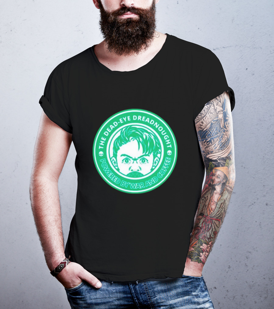 The Dead-Eye Dreadnought Powered By War And Coffee Iconic Emblem T-Shirt