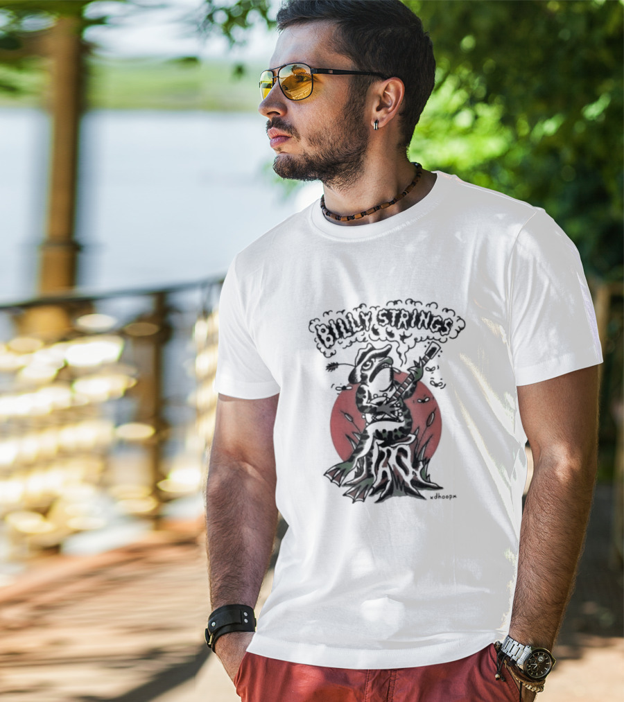 Billy Strings Frog With Guitar And Red Background By V.dhoopn T-Shirt