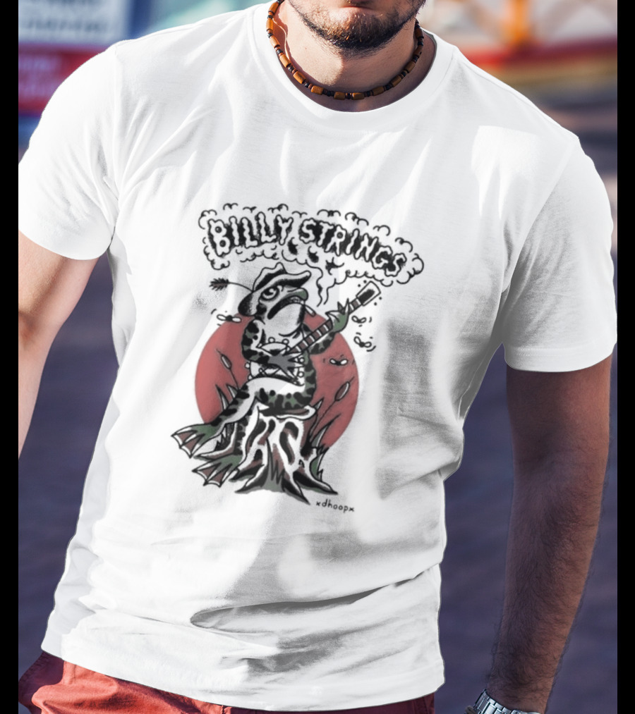 Billy Strings Frog With Guitar And Red Background By V.dhoopn T-Shirt