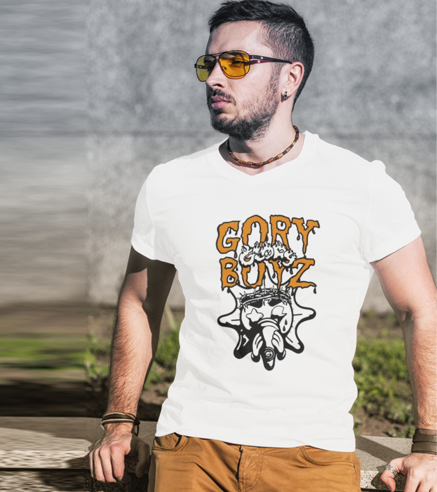 Glory Boyz Gory Boyz Glo Gang Dripping Horror Font Sun T-Shirt