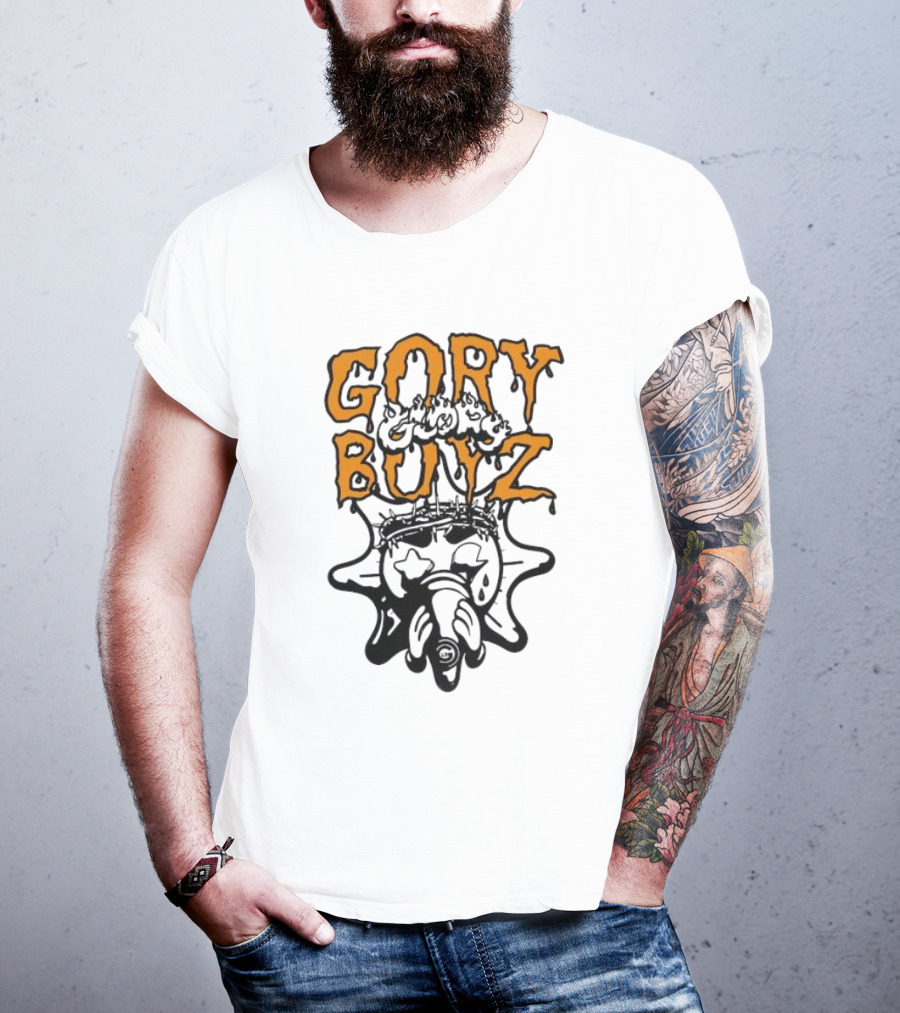 Glory Boyz Gory Boyz Glo Gang Dripping Horror Font Sun T-Shirt