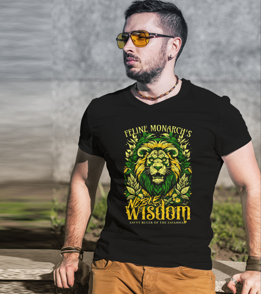 Feline Monarch's Noble Wisdom Savvy Ruler Of The Savannah T-Shirt