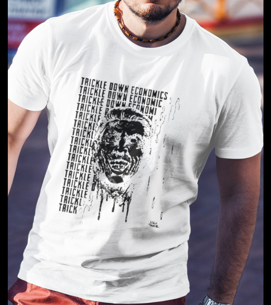 Punkwithacamera Trickle Down Economics Repeated Typography Dripping Face T-Shirt