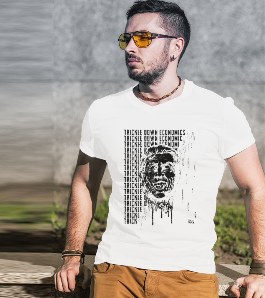 Punkwithacamera Trickle Down Economics Repeated Typography Dripping Face T-Shirt