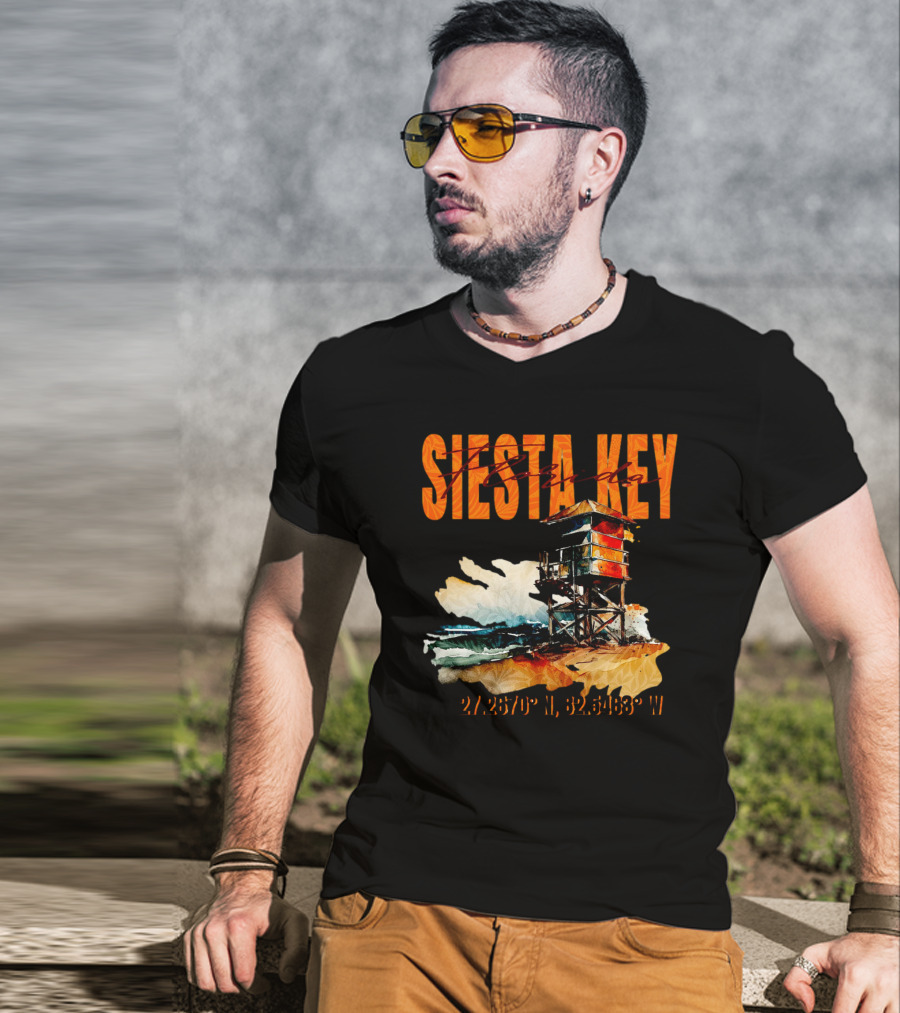 Siesta Key Florida Lifeguard Stand 27.2670° N, 82.5463° W T-Shirt