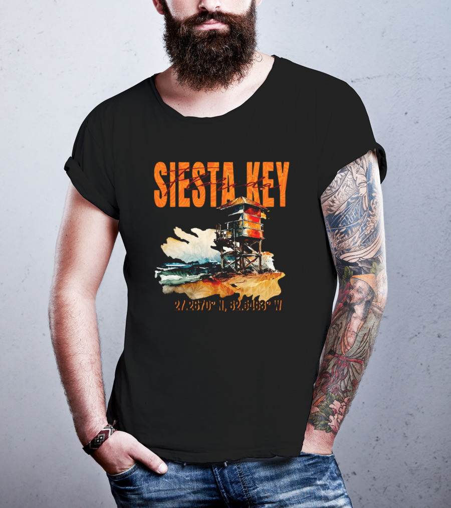 Siesta Key Florida Lifeguard Stand 27.2670° N, 82.5463° W T-Shirt