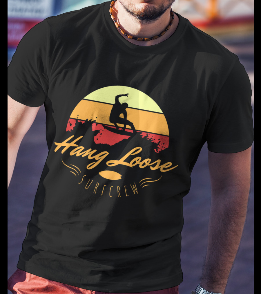 Hang Loose Surfcrew Sunset Surfing T-Shirt