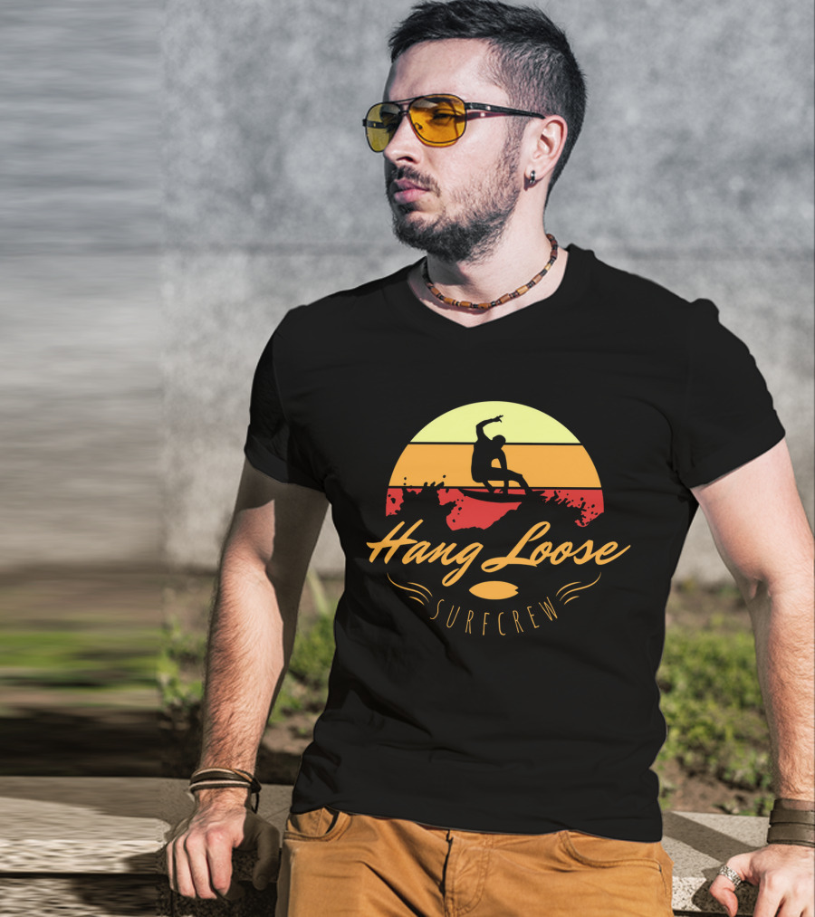 Hang Loose Surfcrew Sunset Surfing T-Shirt