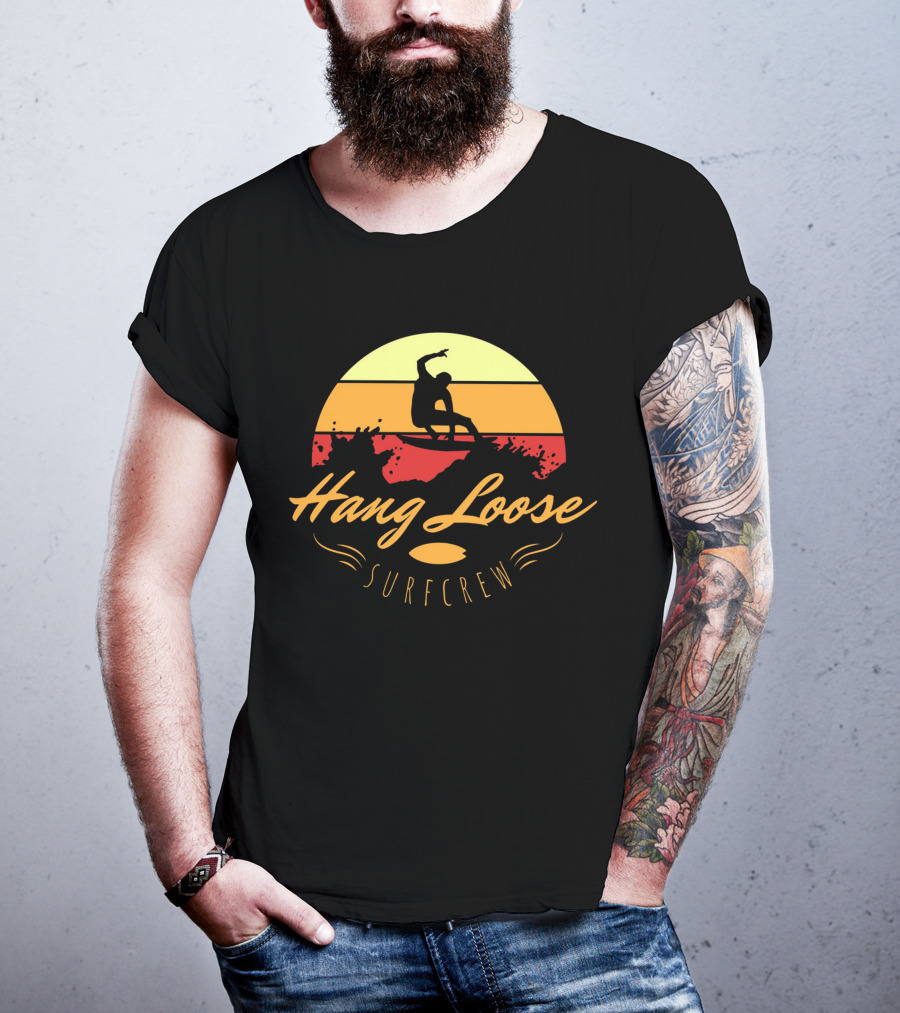 Hang Loose Surfcrew Sunset Surfing T-Shirt