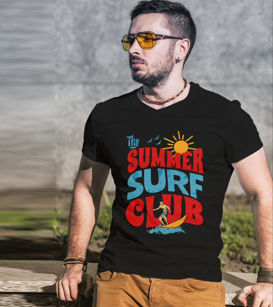 The Summer Surf Club Sun Surfing Retro Typography T-Shirt