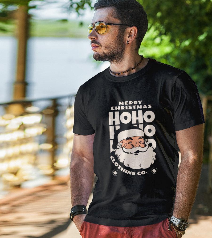 Merry Christmas Ho Ho Ho Santa Claus Clothing Co T-Shirt
