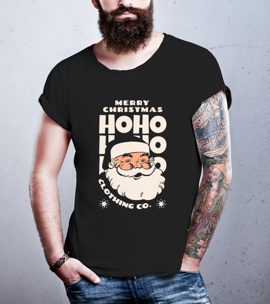 Merry Christmas Ho Ho Ho Santa Claus Clothing Co T-Shirt