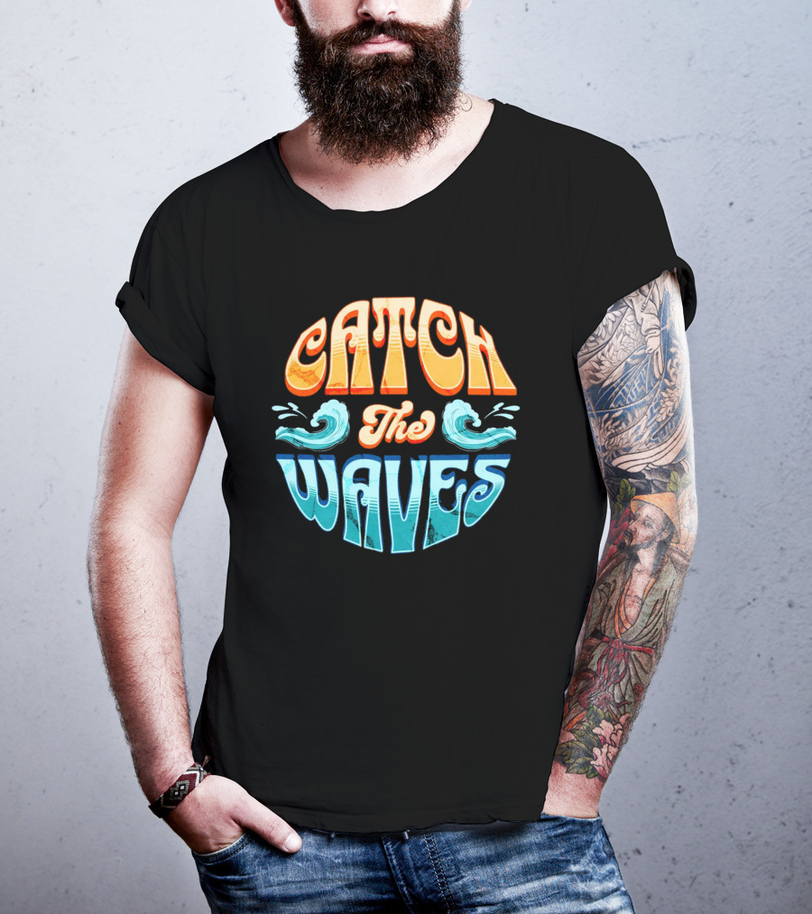 Catch The Waves Vibe Retro Beach T-Shirt