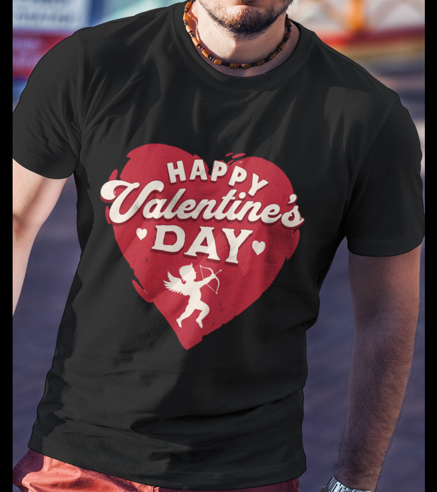 Happy Valentine's Day Cupid Heart With Arrow T-Shirt
