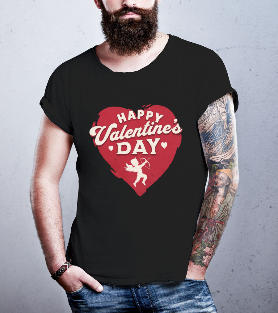 Happy Valentine's Day Cupid Heart With Arrow T-Shirt