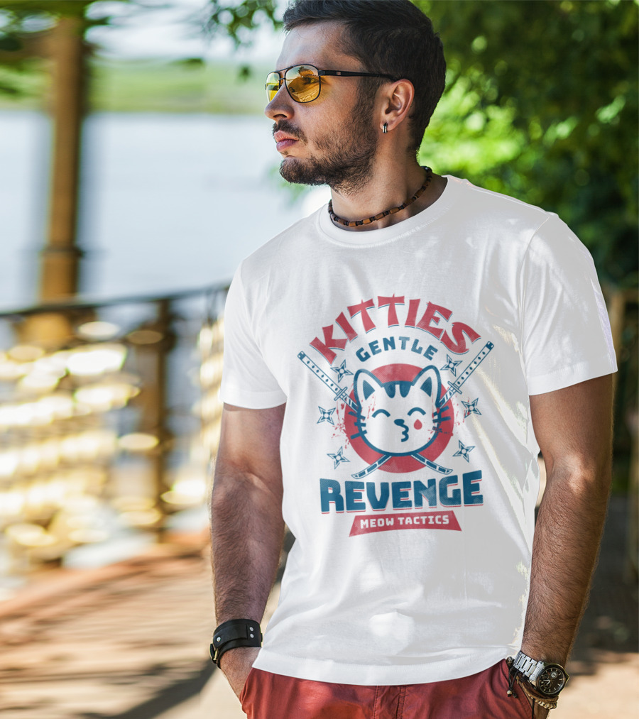 Kitties Gentle Revenge Meow Tactics Samurai T-Shirt
