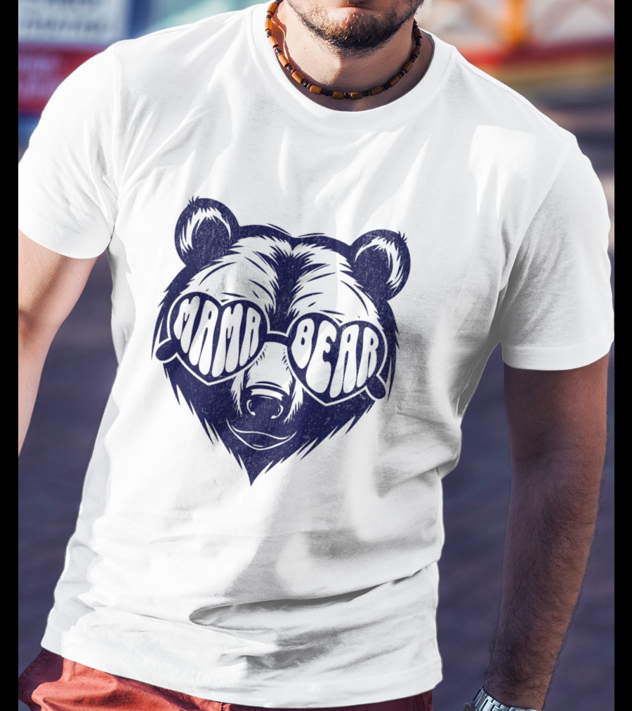 Mama Bear Sunglasses Bold Lettering Bear Head T-Shirt