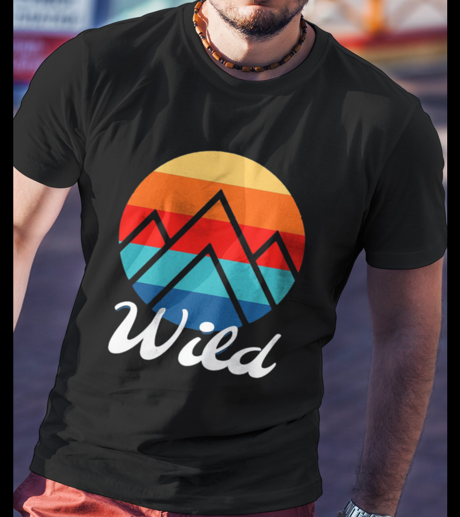 Wild Minimalistic Mountains Retro Circle Stripes T-Shirt