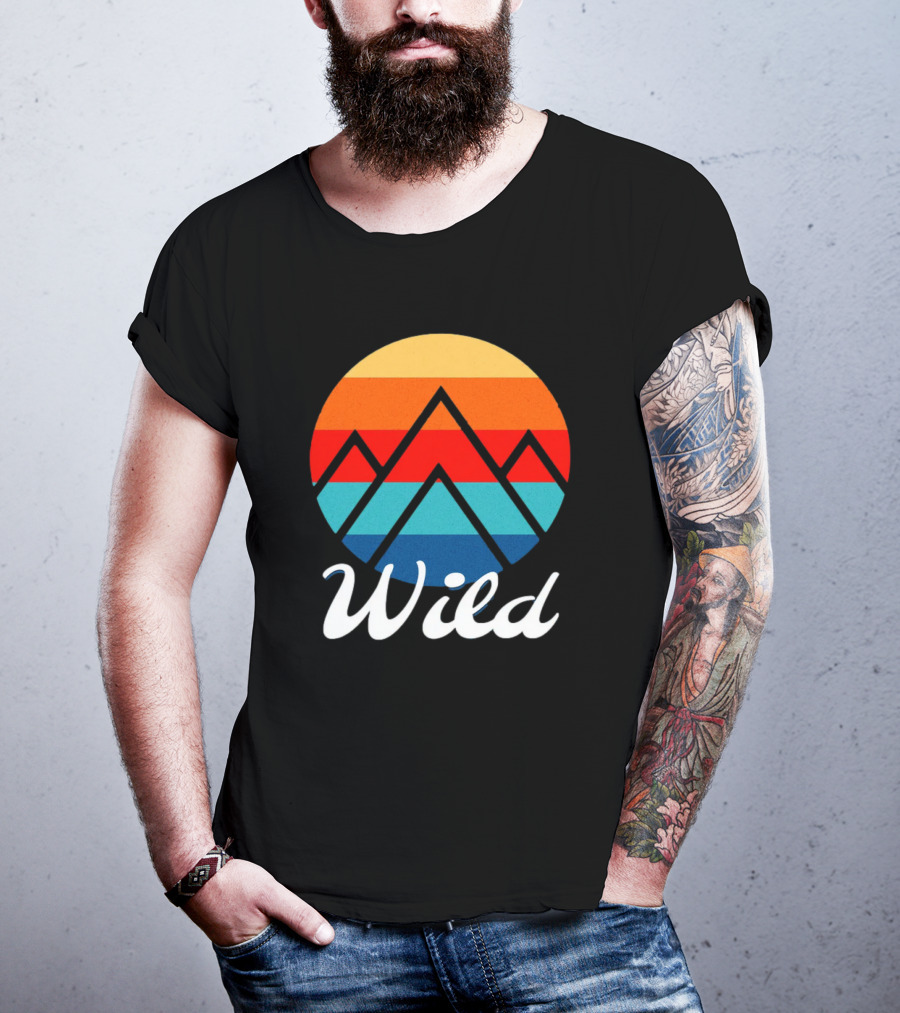 Wild Minimalistic Mountains Retro Circle Stripes T-Shirt