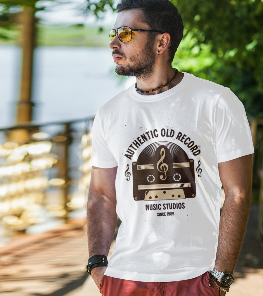 Authentic Old Record Music Studios Cassette Since 1989 T-Shirt