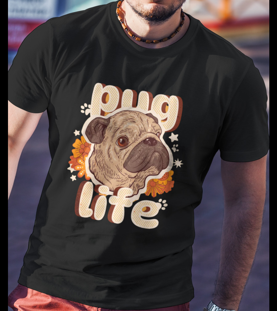 Pug Life Retro Floral T-Shirt