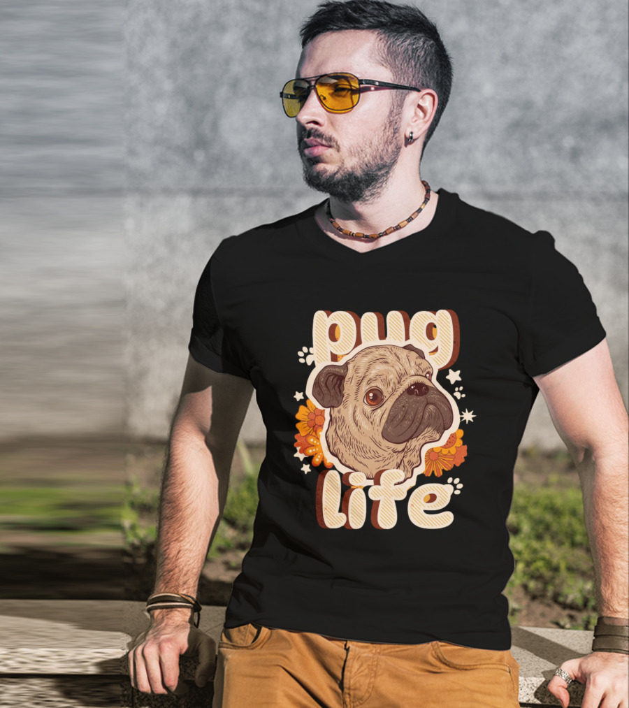 Pug Life Retro Floral T-Shirt
