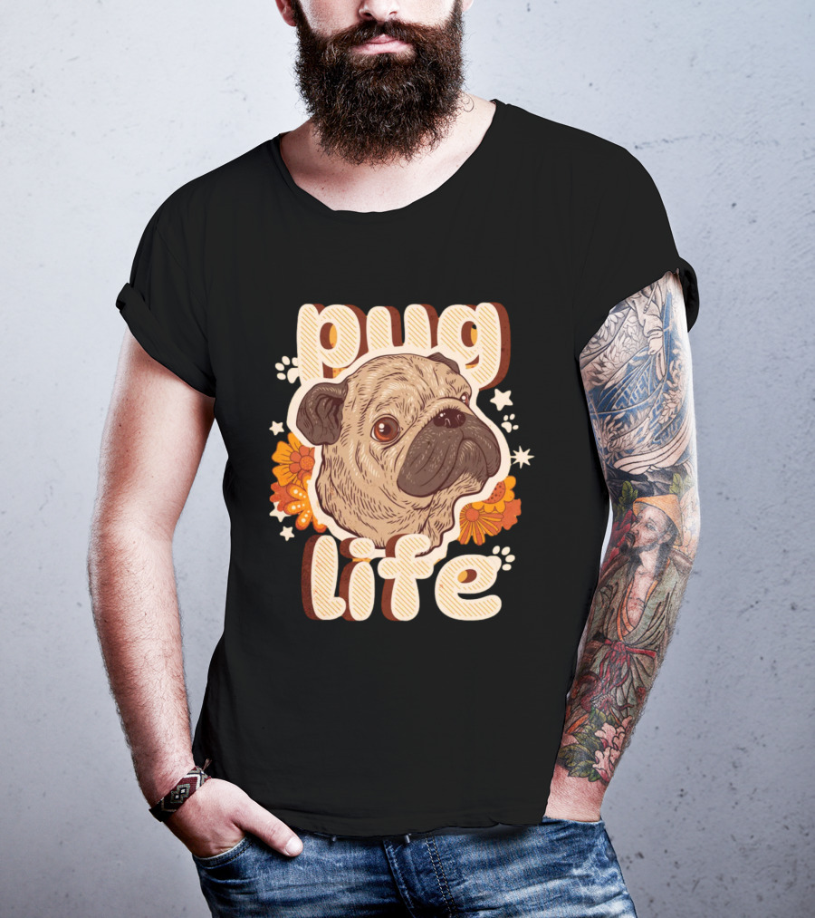 Pug Life Retro Floral T-Shirt