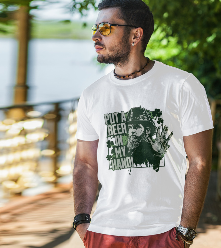 Put A Beer In My Hand St. Patrick's Day Shamrock Gentleman T-Shirt