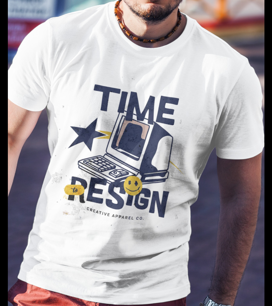 Time To Resign Vintage Computer Smiley Creative Apparel Co T-Shirt
